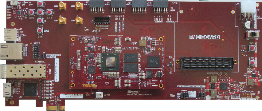 Platine mit FPGA (Zynq SOM mit Trägerplatine von Avnet)  Foto © Fraunhofer IZFP